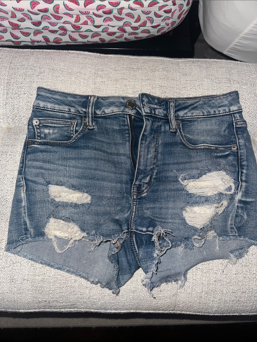 American Eagle Outfitters Distressed Blue Denim Jean Shorts